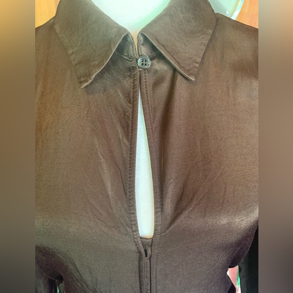Zara Brown Long Sleeve Top Shirt Ruching Size M Viscose/Rayon - Picture 8 of 16